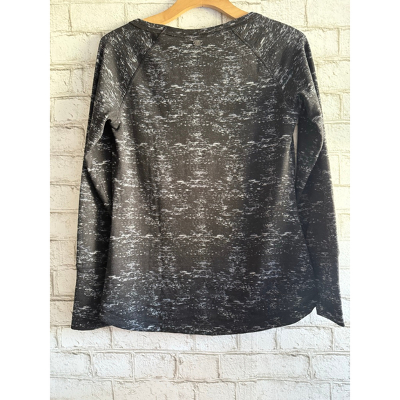 NWOT Athleta Womens Black No Sweatin Sharkbite Marble Pullover size XS - Picture 2 of 5